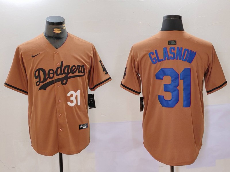 Men Los Angeles Dodgers #31 Glasnow army green joint name 2024 Nike MLB Jersey style 4->los angeles dodgers->MLB Jersey